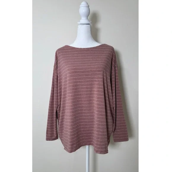 Lululemon Back in Action Striped Long Sleeve Size 12 Top Dusty Rose Women's #875 - Picture 3 of 7
